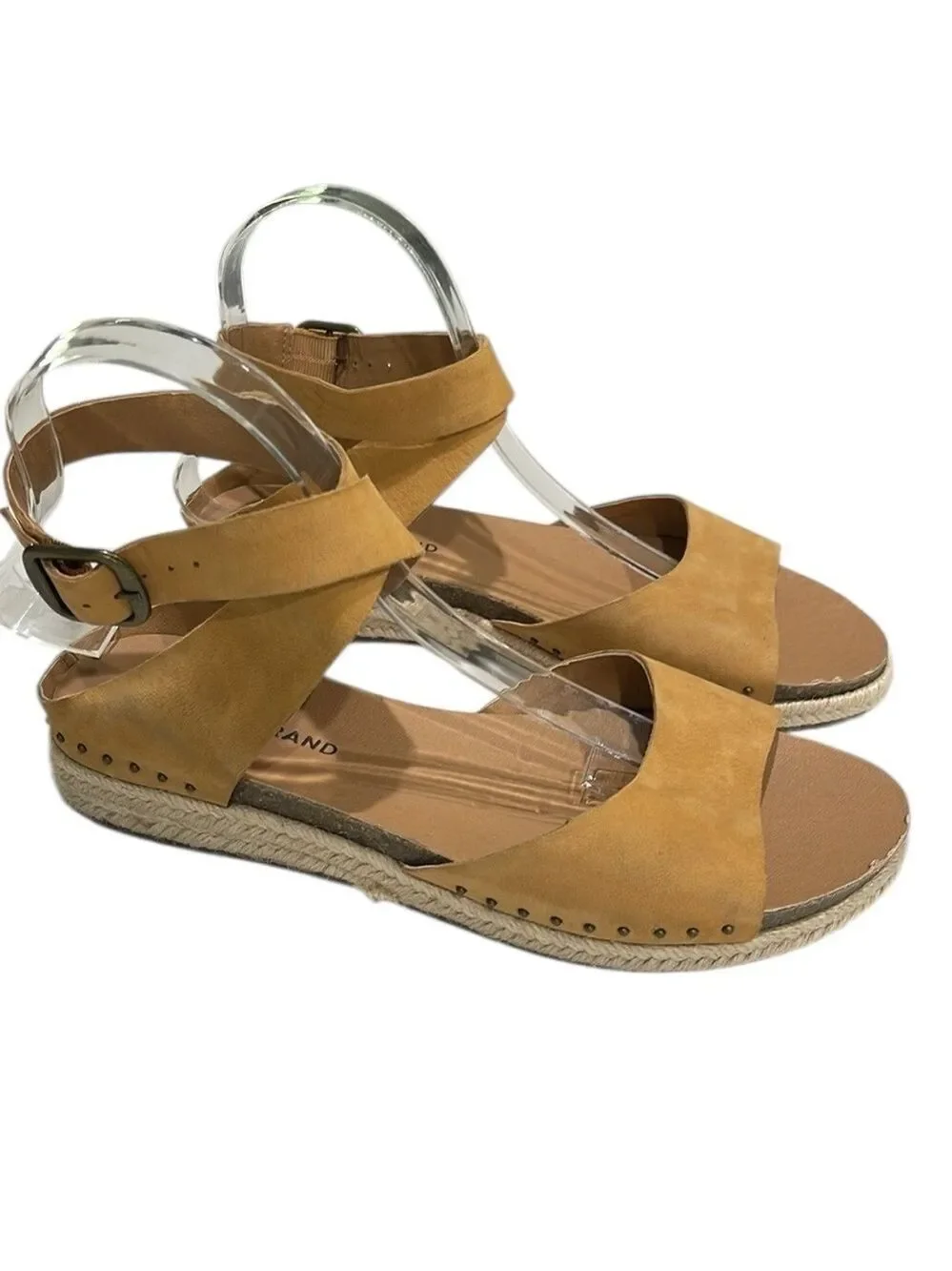Lucky Brand Gladas Espadrille Ankle Wrap Wedge Sandal SZ‎ 8 Desert Sand